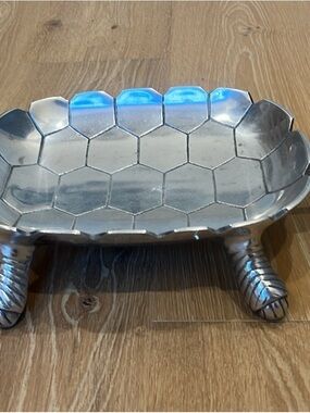 Z Gallerie Silver Hexagonal Footed Tray